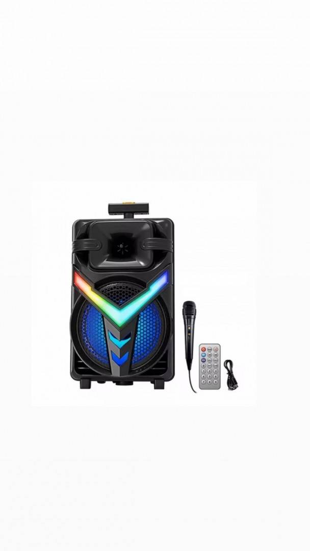 Boxa Portabila HOZRO, Model ZQS-8158, Bluetooth, Microfon Wireless, Lumini LED Party, Radio FM si Baterie Reincarcabila Puter