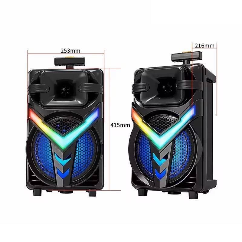 Boxa Portabila HOZRO, Model ZQS-8158, Bluetooth, Microfon Wireless, Lumini LED Party, Radio FM si Baterie Reincarcabila Puter