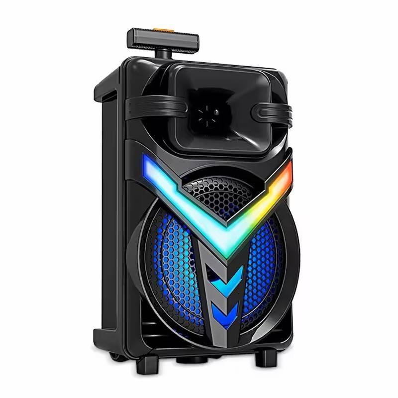 Boxa Portabila HOZRO, Model ZQS-8158, Bluetooth, Microfon Wireless, Lumini LED Party, Radio FM si Baterie Reincarcabila Puter