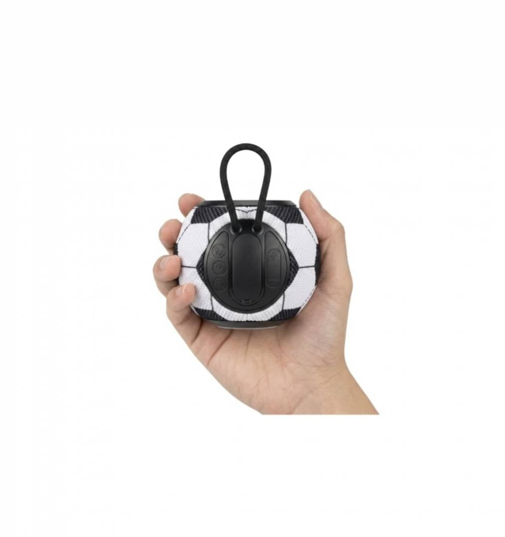 Boxa portabila, model Minge de fotbal, lumina LED RGB, Bluetooth 5.3, utilizare in exterior si interior, multicolor, 12 cm