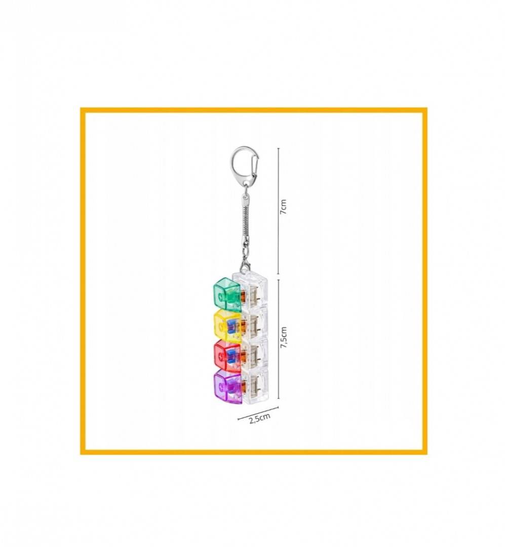 Breloc antistres, mini tastatura LED, efect de clic, iluminare, reducere a tensiunii, design usor, multicolor, 7 cm