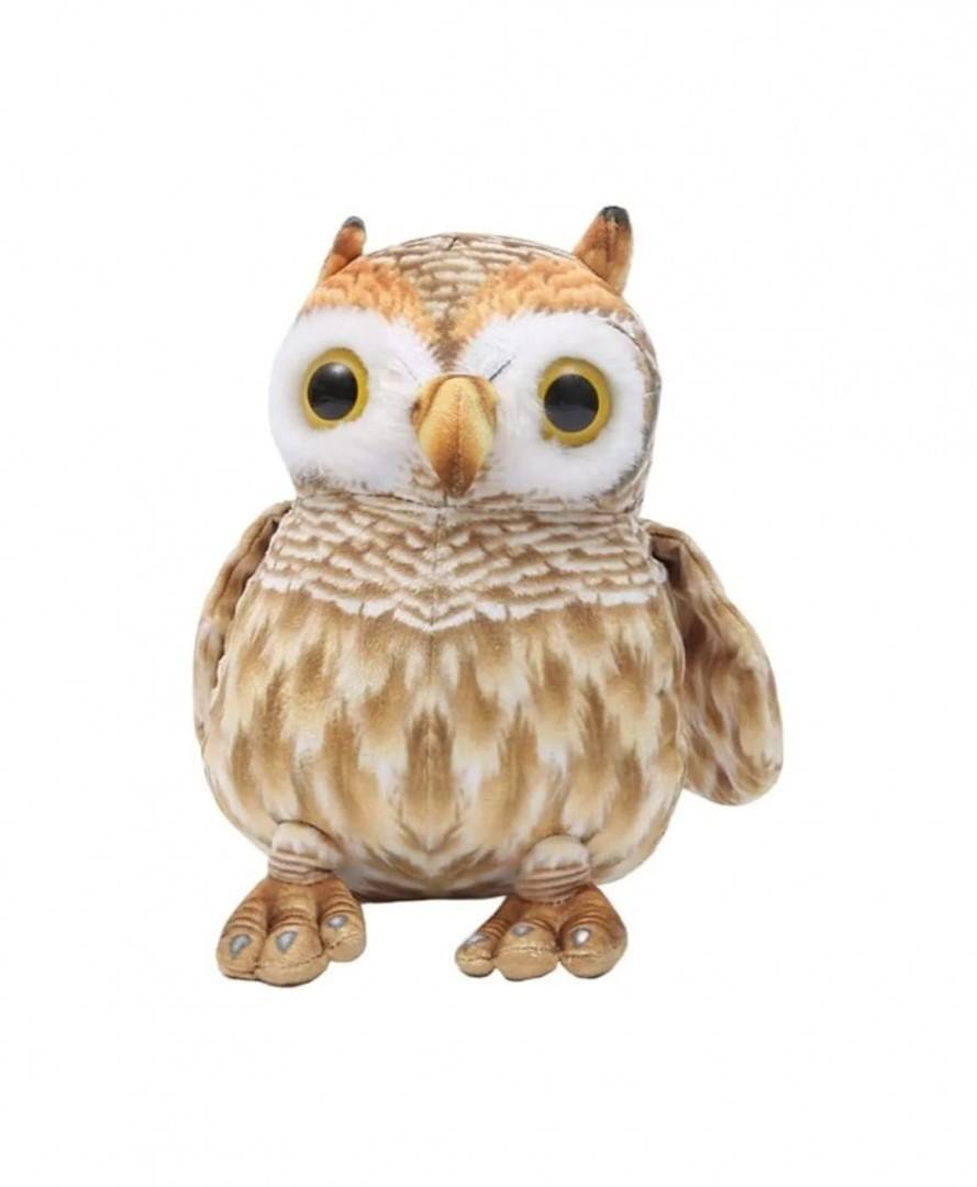 Bufnita de plus, galben/maro, 22 cm