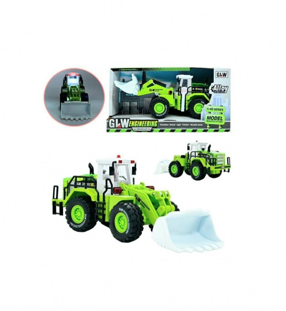 Buldozer metalic mecanic scara 1:40, sunete si lumini, multicolor, 23 cm