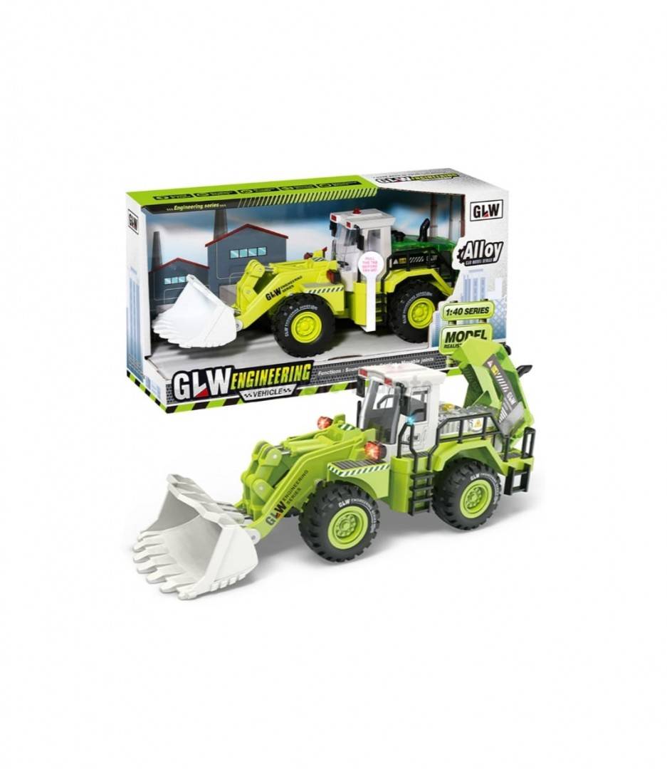 Buldozer metalic mecanic scara 1:40, sunete si lumini, multicolor, 23 cm