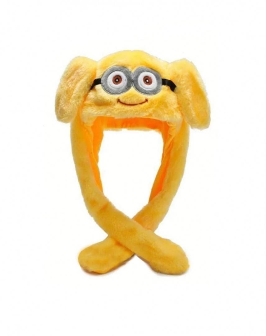 Caciula pentru copii, model Minion, leduri si miscari din urechi, galben