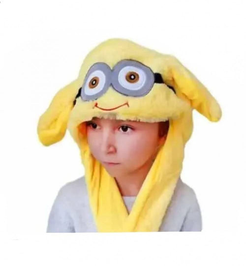 Caciula pentru copii, model Minion, leduri si miscari din urechi, galben – imagine 2 | Masha Shop