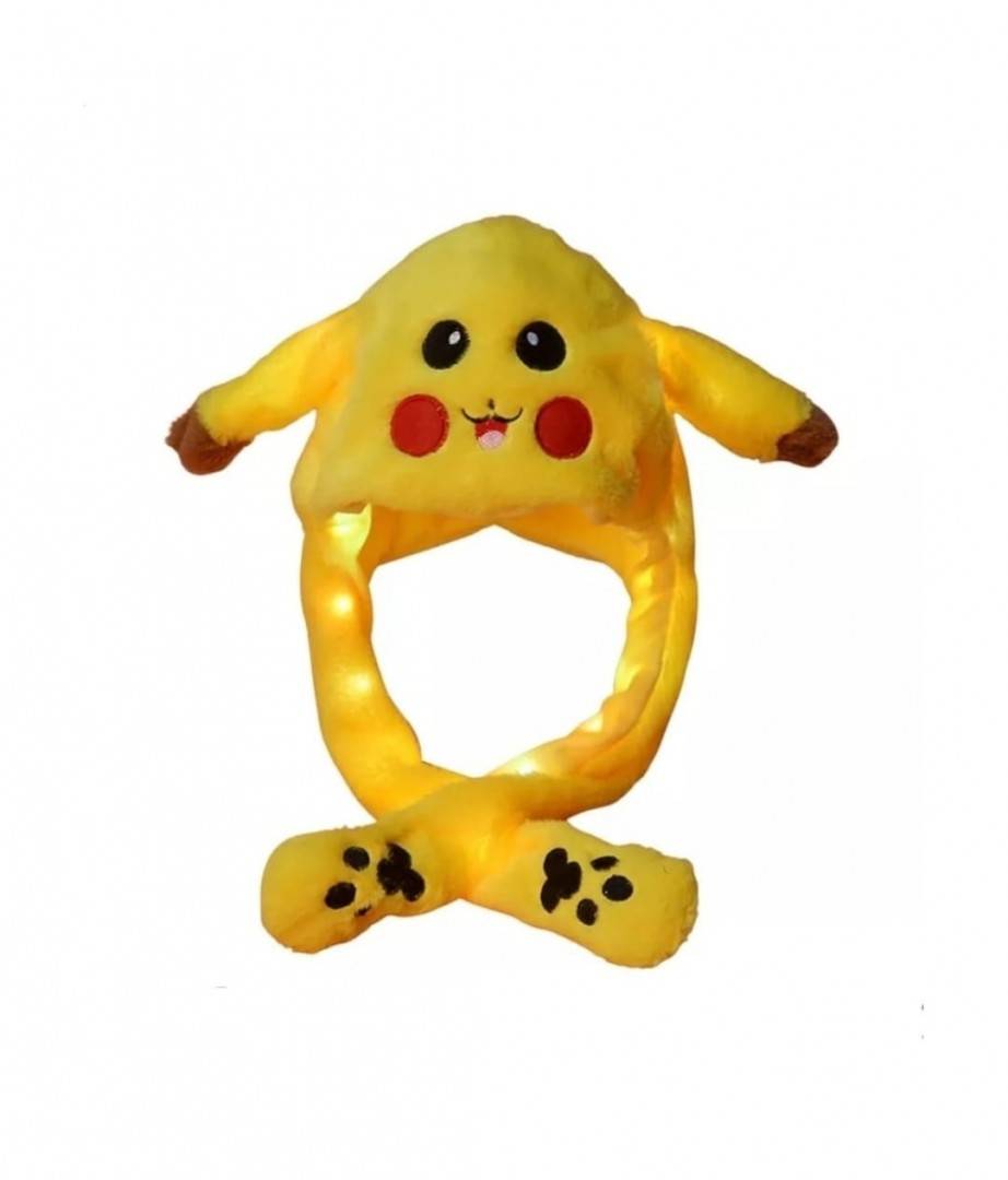 Caciula pentru copii, model Pikachu, leduri si miscari din urechi, galben