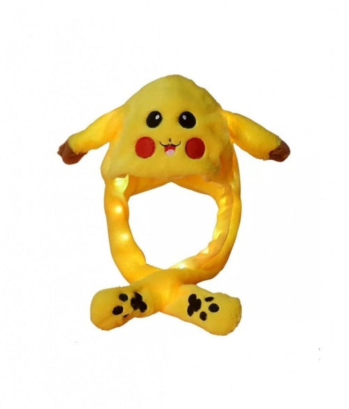 Caciula pentru copii, model Pikachu, leduri si miscari din urechi, galben | Masha Shop