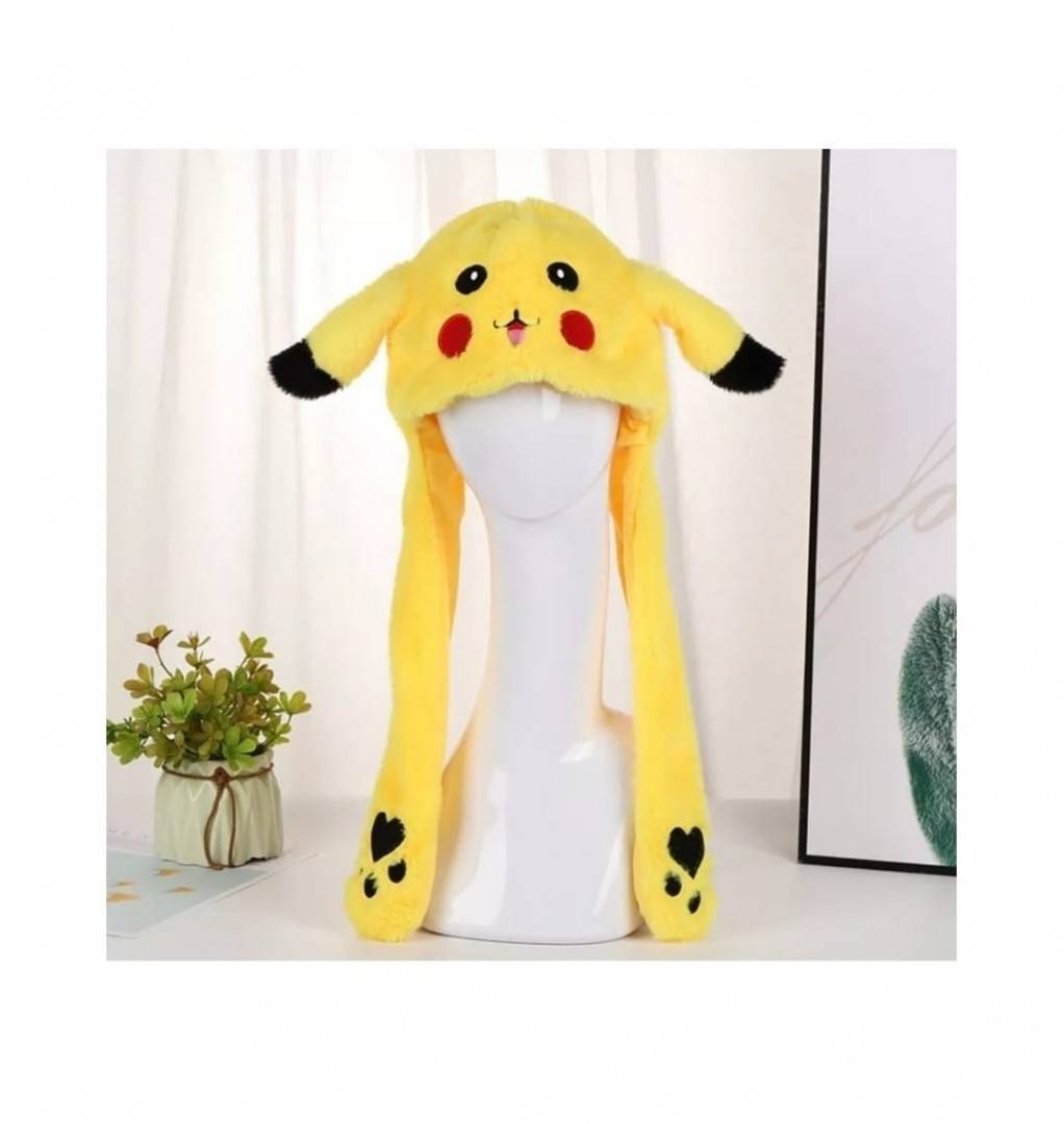 Caciula pentru copii, model Pikachu, leduri si miscari din urechi, galben