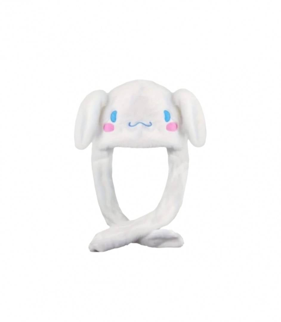 Caciula pentru copii, model Sanrio Kuromi, Cinnamoroll, leduri si miscari din urechi, alb