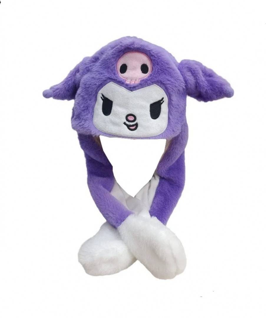Caciula pentru copii, model Sanrio Kuromi, leduri si miscari din urechi, mov