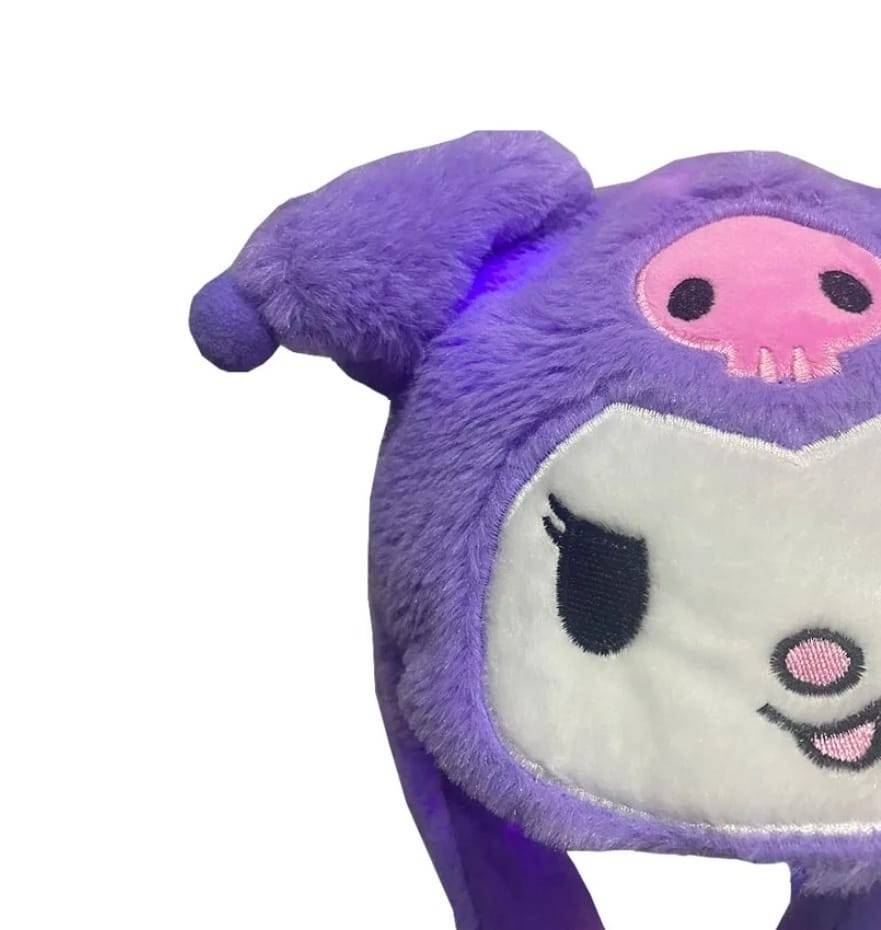Caciula pentru copii, model Sanrio Kuromi, leduri si miscari din urechi, mov