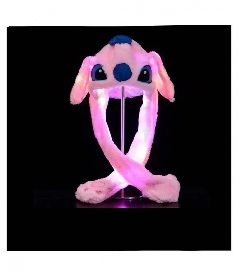 Caciula pentru copii, model Stitch, leduri si miscari din urechi, roz