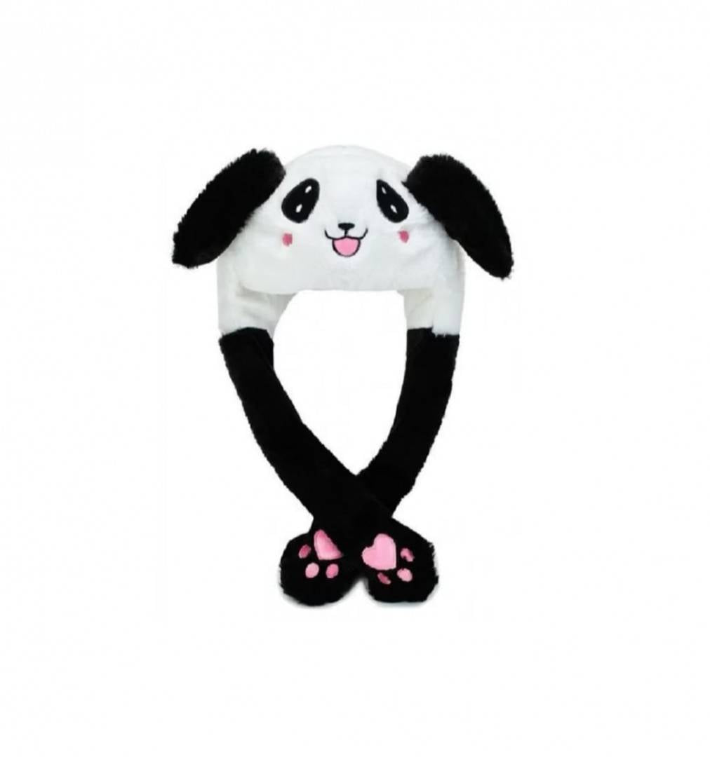 Caciula pentru copii, model Ursulet Panda, leduri si miscari din urechi, multicolor