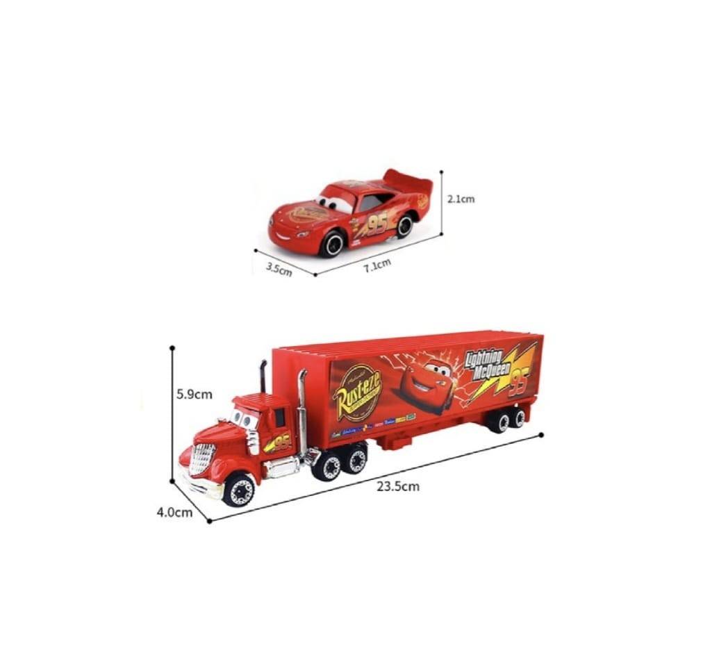 Camion Cars cu 4 masinute metalice, rosu/negru, 3 ani+