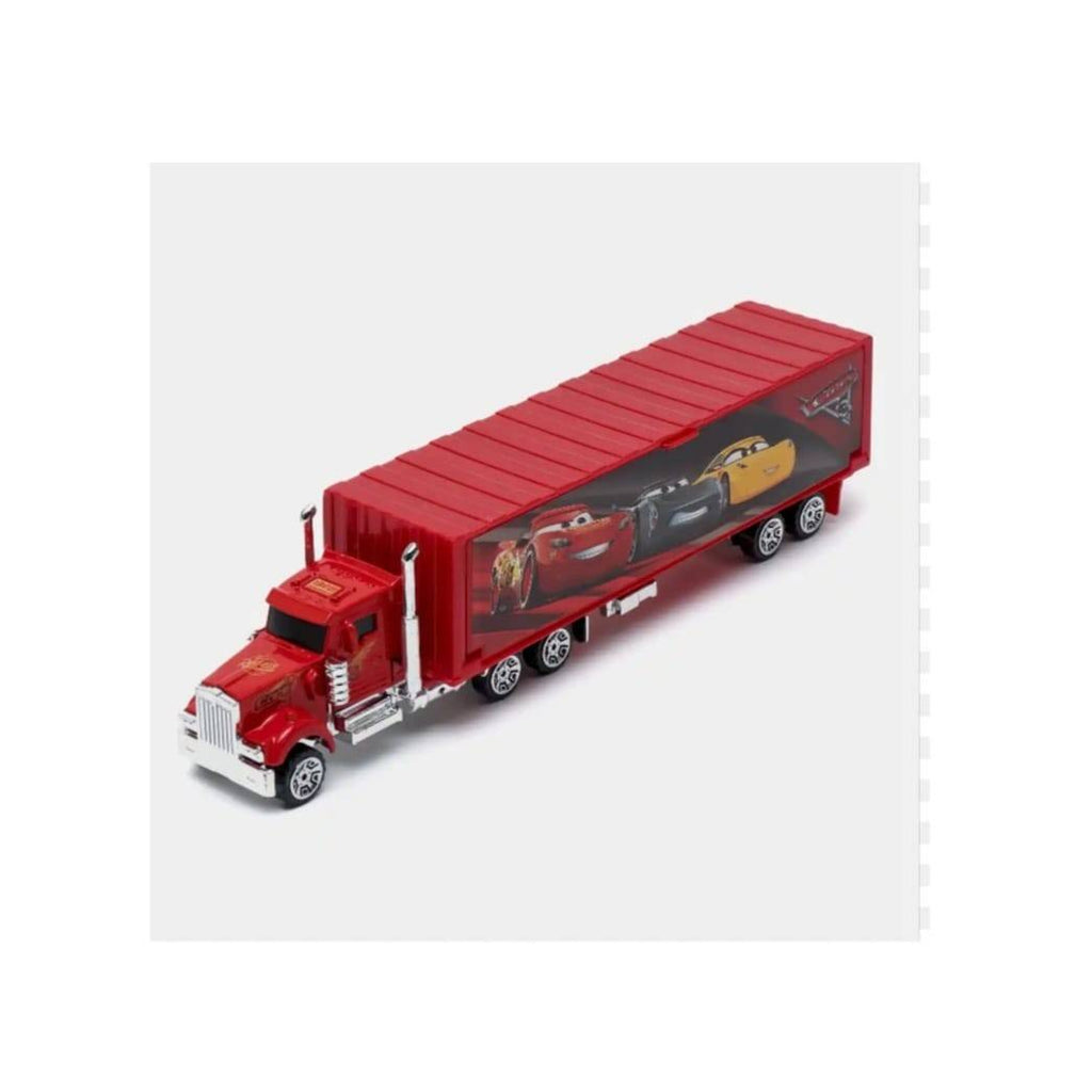 Camion Cars cu 4 masinute metalice, rosu/negru, 3 ani+