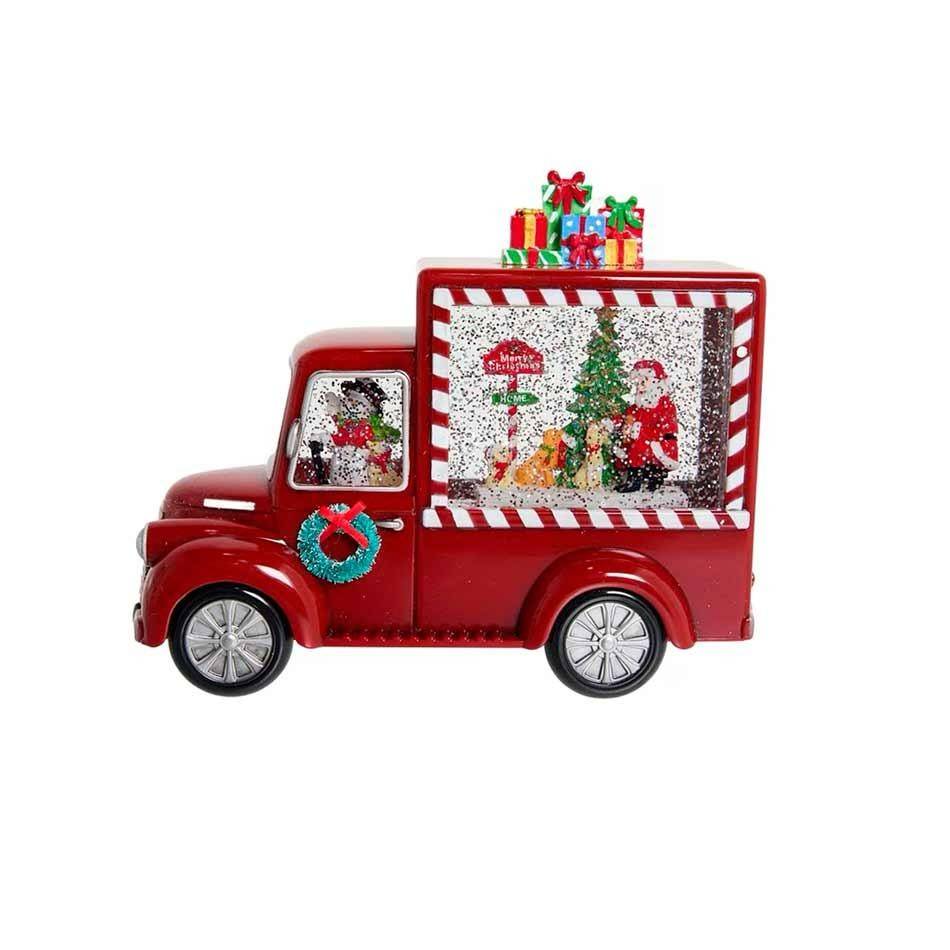 Camion cu om de zăpadă de Crăciun și lumini