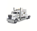 Camion metal mecanic, model Peterbilt Heavy Truck 389, faruri luminoase, sunete, usi mobile, capota mobila, scara 1:24, alb, 
