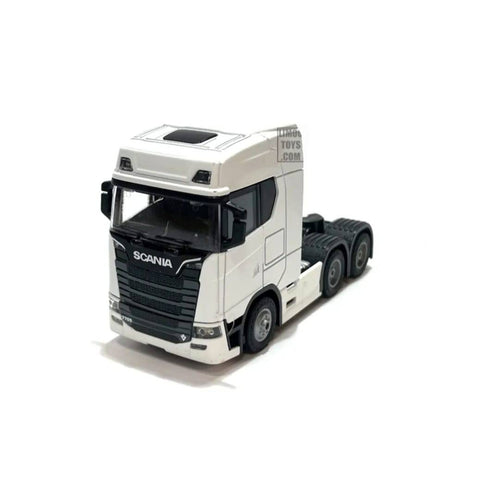 Camion metalic, tip Scania T770S, scara 1:32, cabina rebatabila, lumini si sunete, alb, 13 cm | Masha Shop