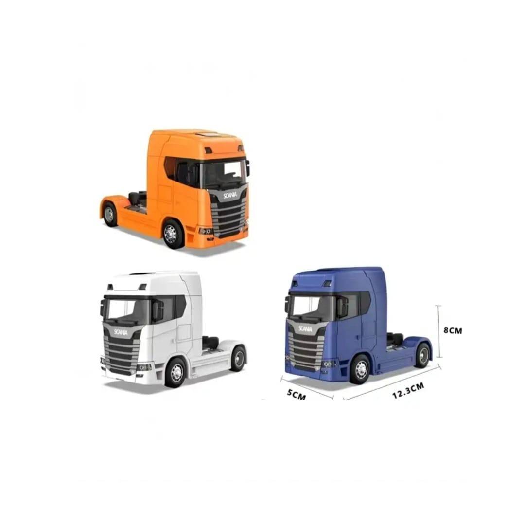 Camion metalic, tip Scania T770S, scara 1:32, cabina rebatabila, lumini si sunete, alb, 13 cm