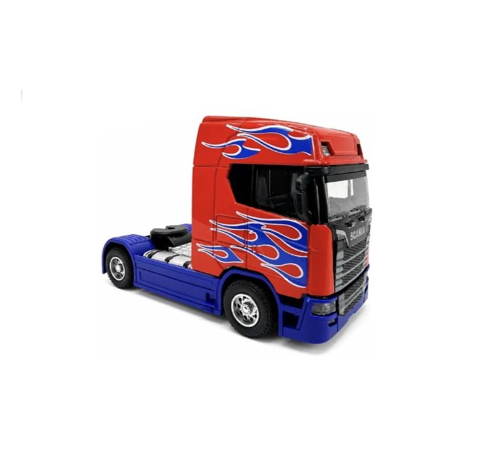 Camion metalic, tip Scania T770S, scara 1:32, cabina rebatabila, lumini si sunete, multicolor, 13 cm