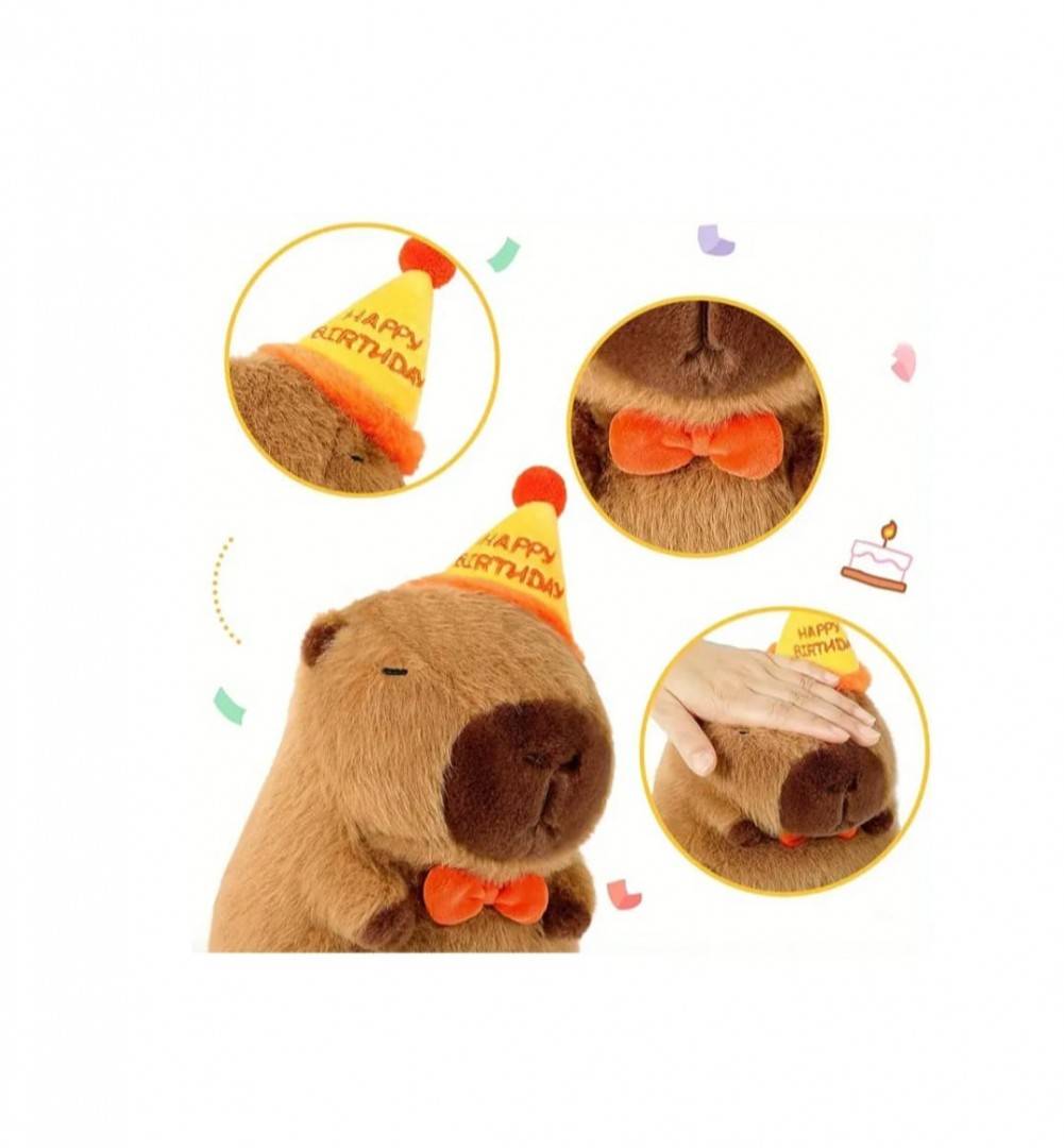Capibara de plus, Happy Birthday, MASHASHOP, multicolor, 25 cm