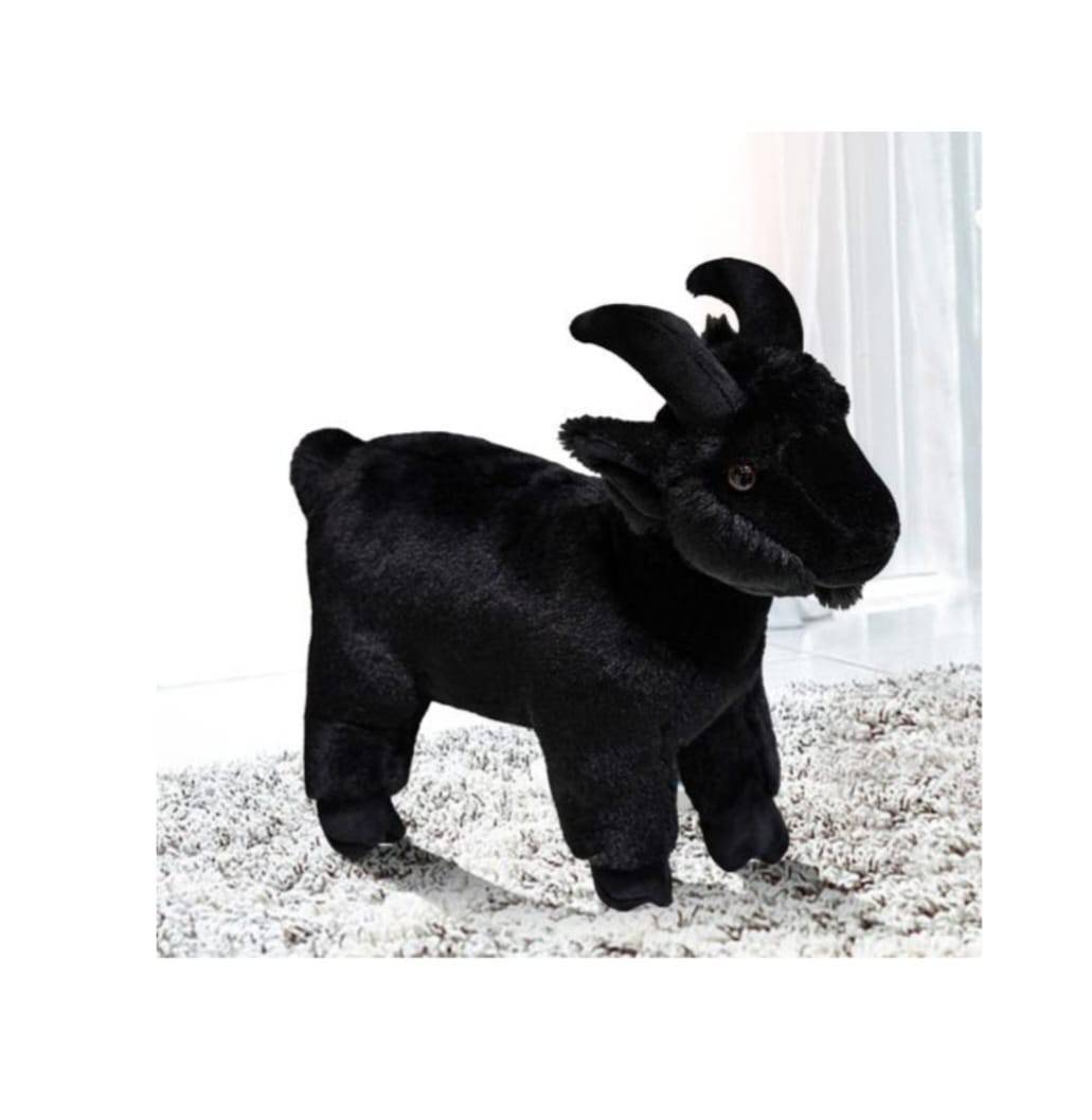 Capra de plus, realista, MASHASHOP, negru, 27 cm