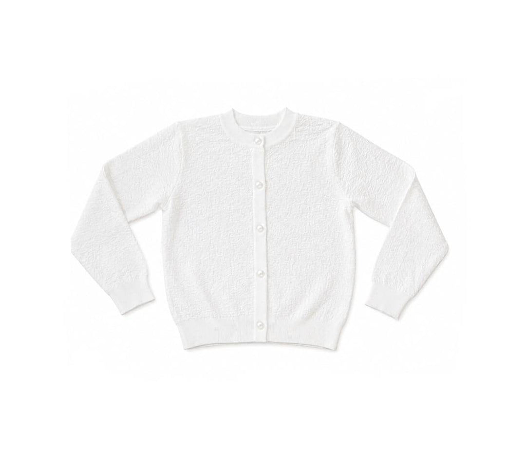Cardigan elegant scoala, pentru fete, cu nasturi, alb, 5 ani - 14 ani