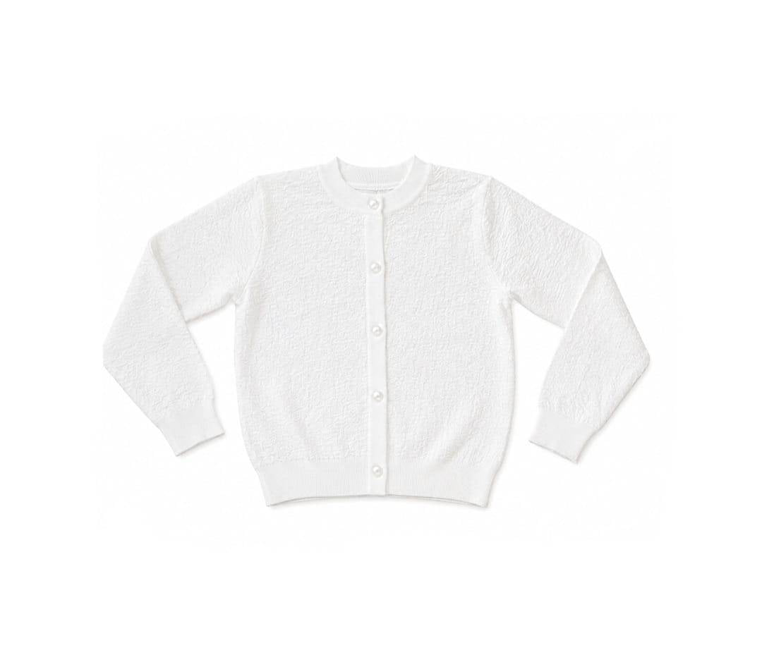 Cardigan elegant scoala, pentru fete, cu nasturi, alb, 5 ani - 14 ani