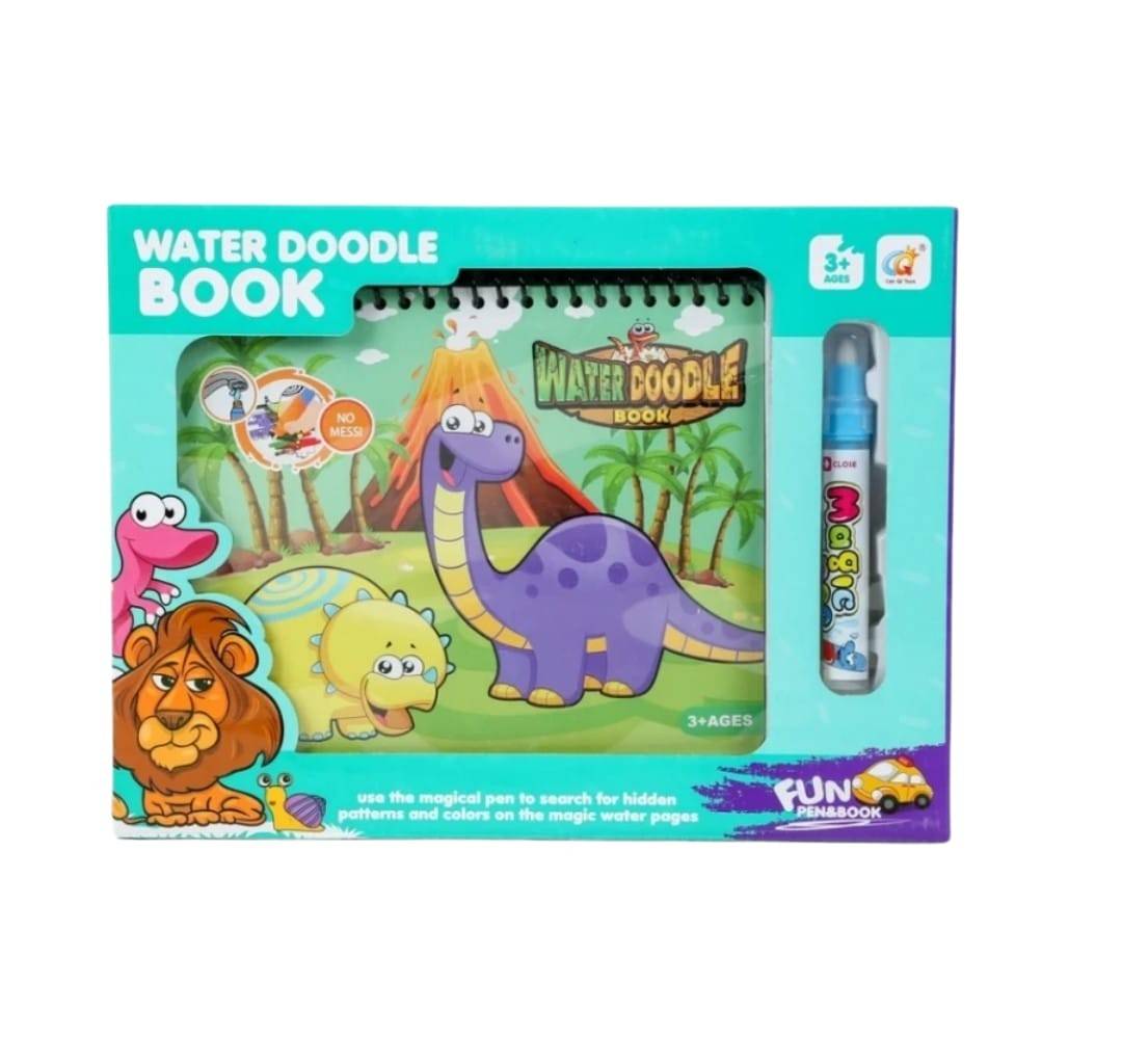 Carte de colorat cu apa, Dino, stilou magic, multicolor, 20 cm