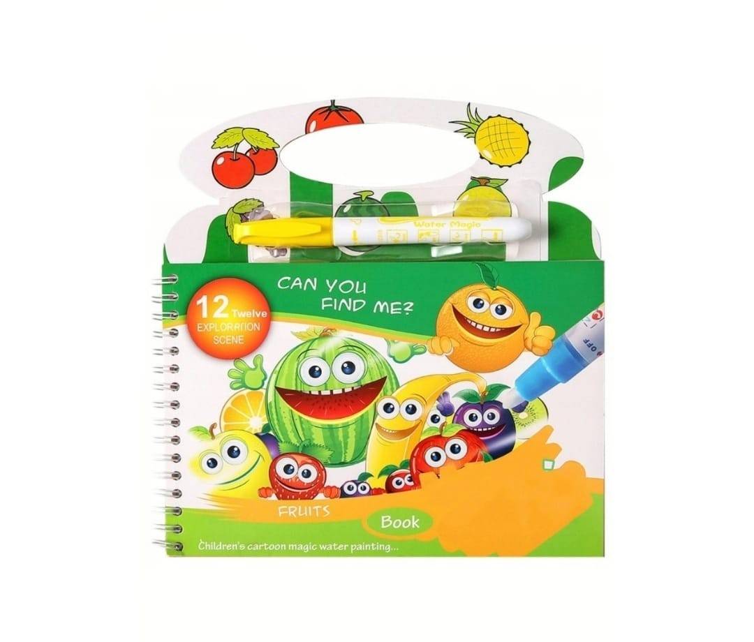 Carte de colorat cu apa, Fructe, multicolor, 20 cm