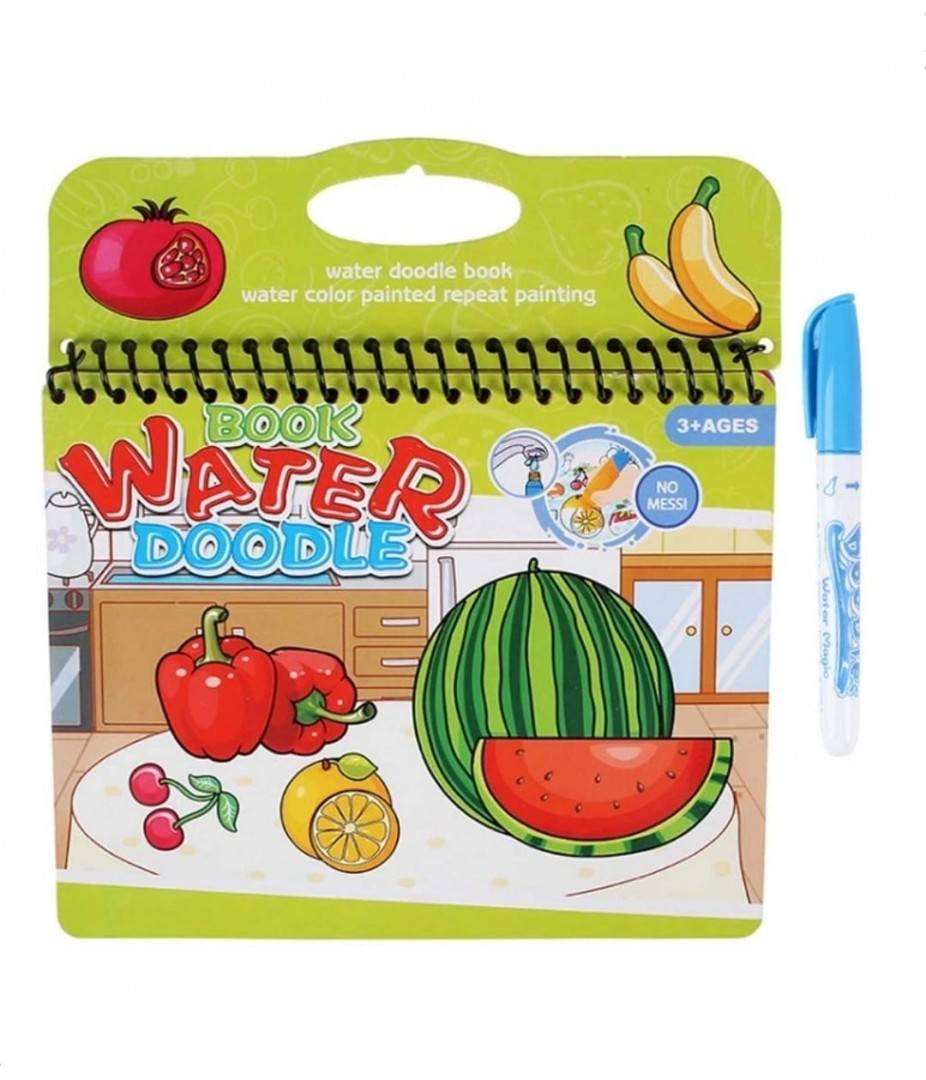 Carte de colorat cu apa, Legume si Fructe, multicolor, 20 cm