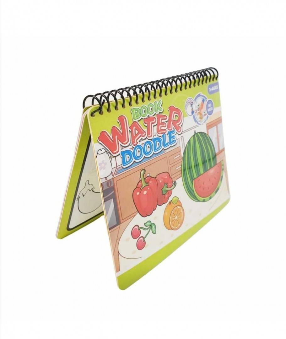 Carte de colorat cu apa, Legume si Fructe, stilou magic, multicolor, 20 cm