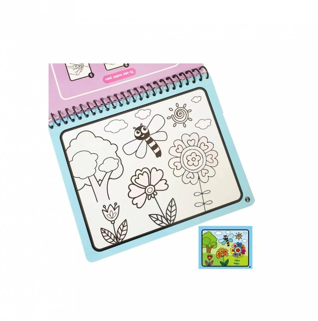 Carte de colorat cu apa, Plante, stilou magic, multicolor, 20 cm