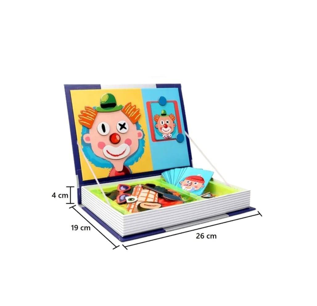 Carte magnetica, Expesii Faciale, puzzle magnetic, multicolor, 3 ani+