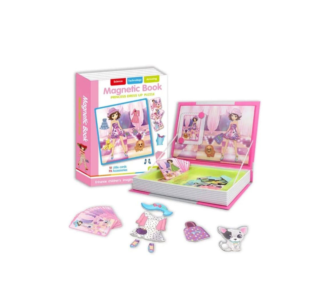 Carte magnetica Imbraca fetita, Princess, puzzle magnetic, roz, 3 ani+