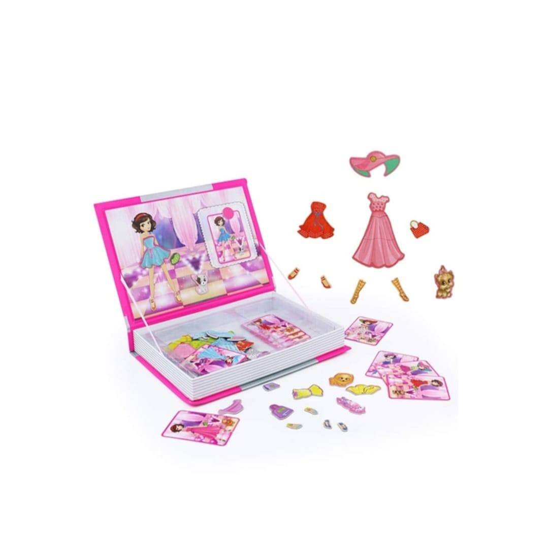 Carte magnetica Imbraca fetita, Princess, puzzle magnetic, roz, 3 ani+