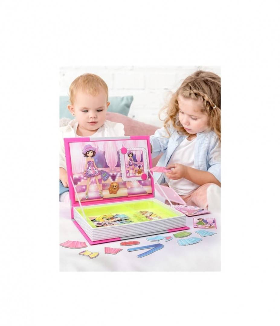 Carte magnetica Imbraca fetita, Princess, puzzle magnetic, roz, 3 ani+
