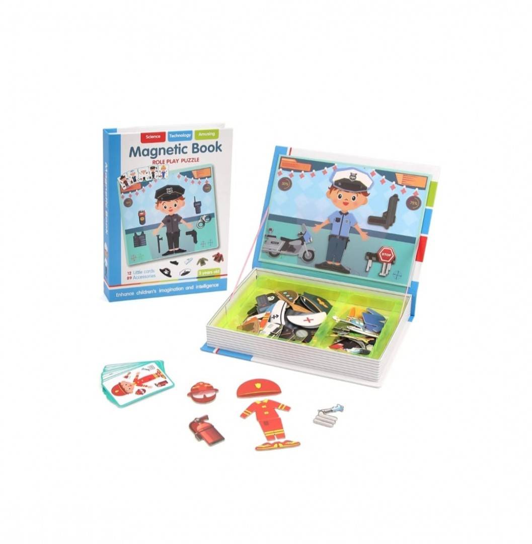 Carte magnetica, Meserii, puzzle magnetic, multicolor, 3 ani+