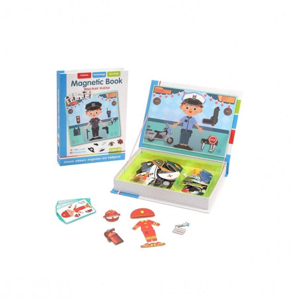 Carte magnetica, Meserii, puzzle magnetic, multicolor, 3 ani+