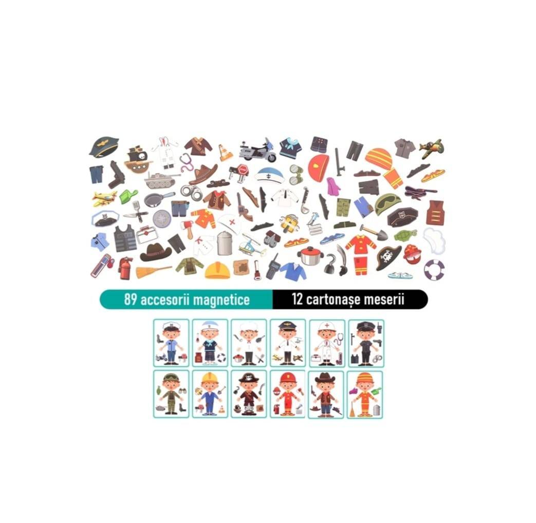 Carte magnetica, Meserii, puzzle magnetic, multicolor, 3 ani+