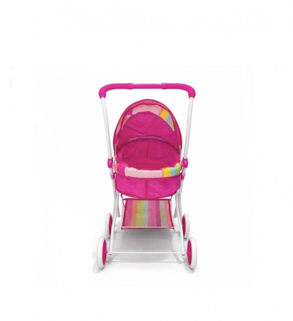Carucior pentru papusi cu landou si geanta, cadru metalic, cos depozitare, multicolor