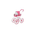 Carucior pentru papusi tip landou pliabil, cadru metalic, 4 roti mari, ciklam, 63cm