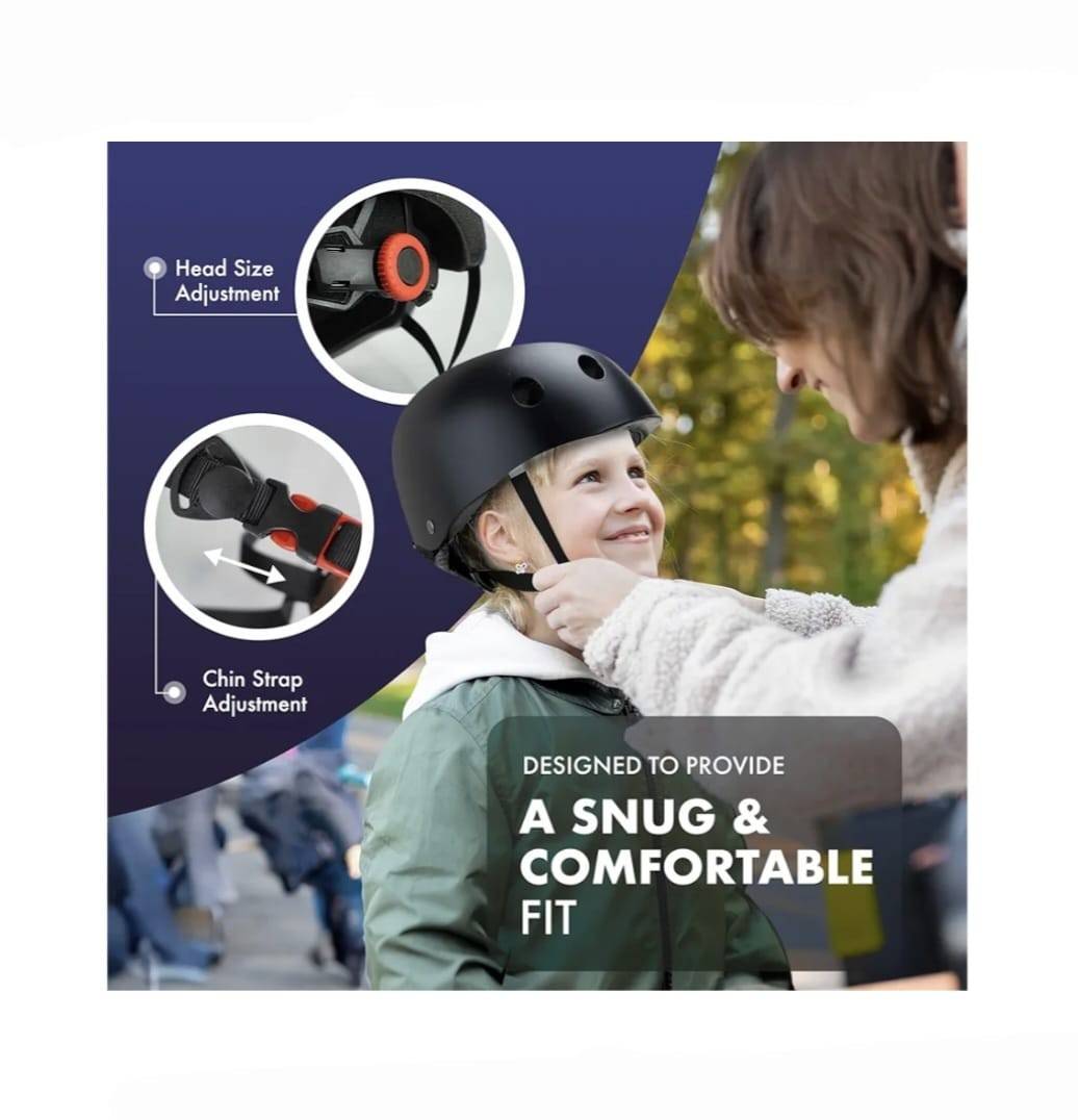 Cască de protecție sport pentru copii, ajustabila, negru, 4 ani+