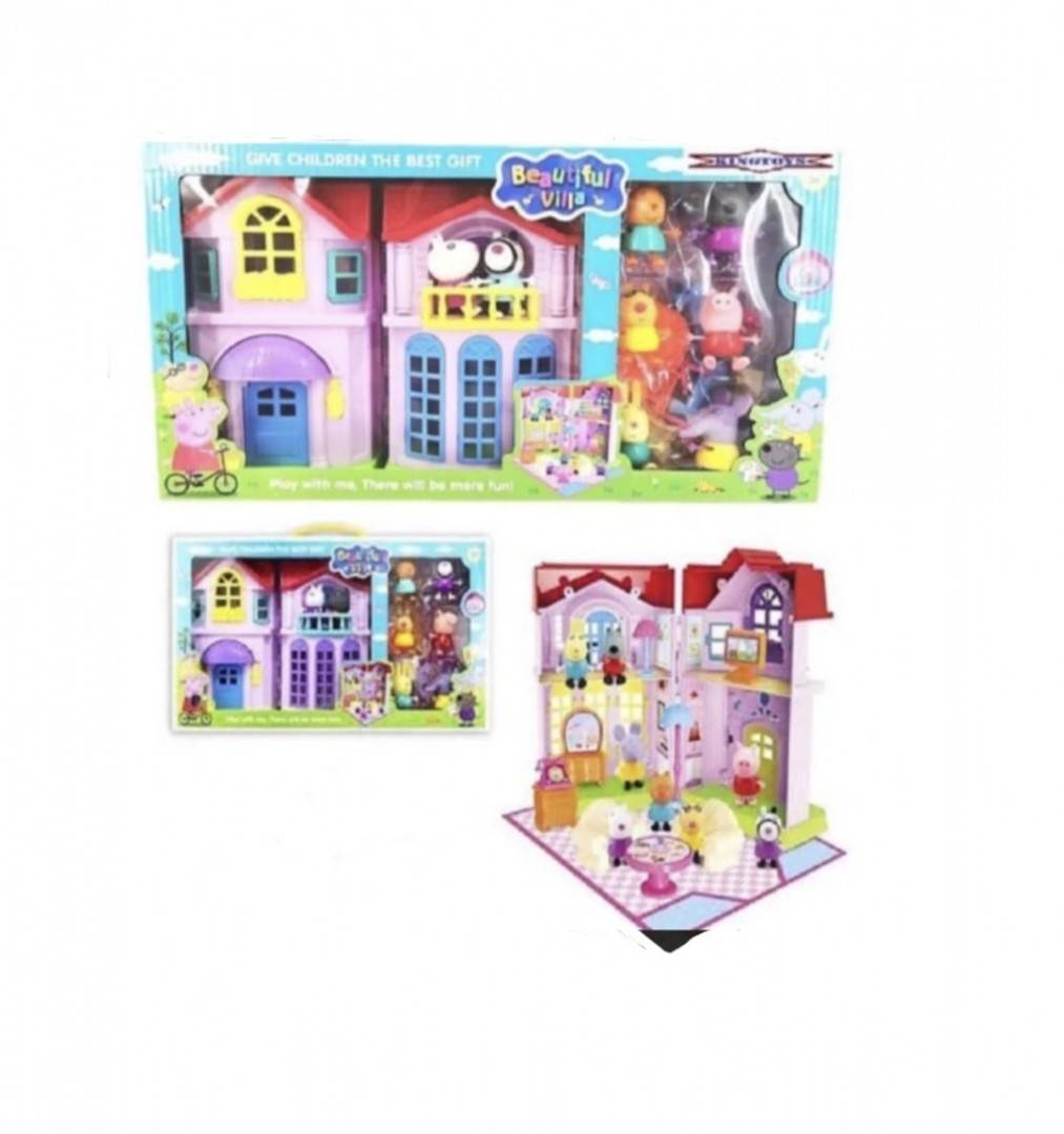Casuta lui Peppa Pig, 8 figurine, accesorii, mobilier, multicolor