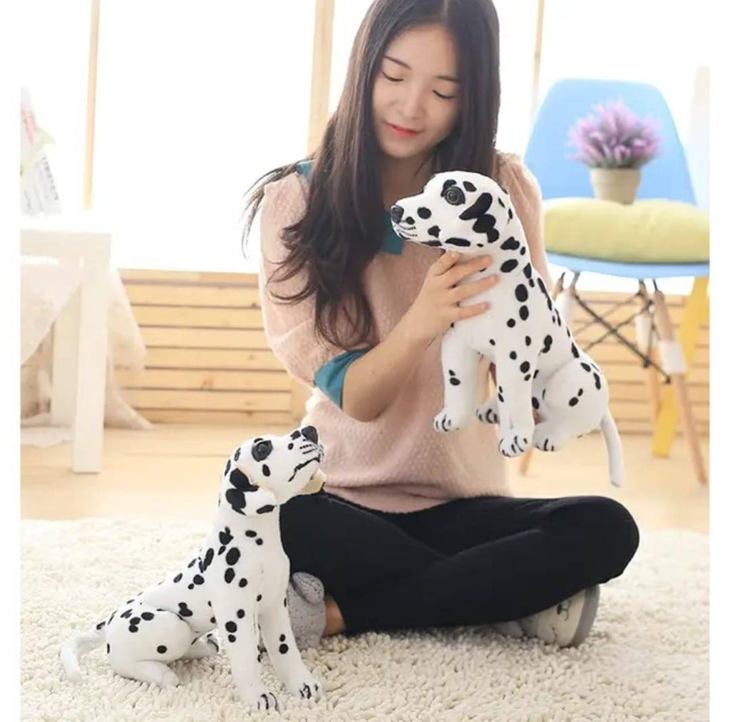 Catel de plus realist, Dalmatian, negru/alb, 45 cm