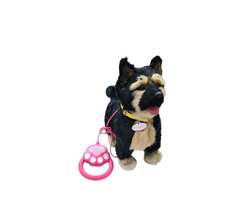 Catel interactiv, Catelus Ciobanesc cu Lesa, merge, latra, maro/negru, 25 cm