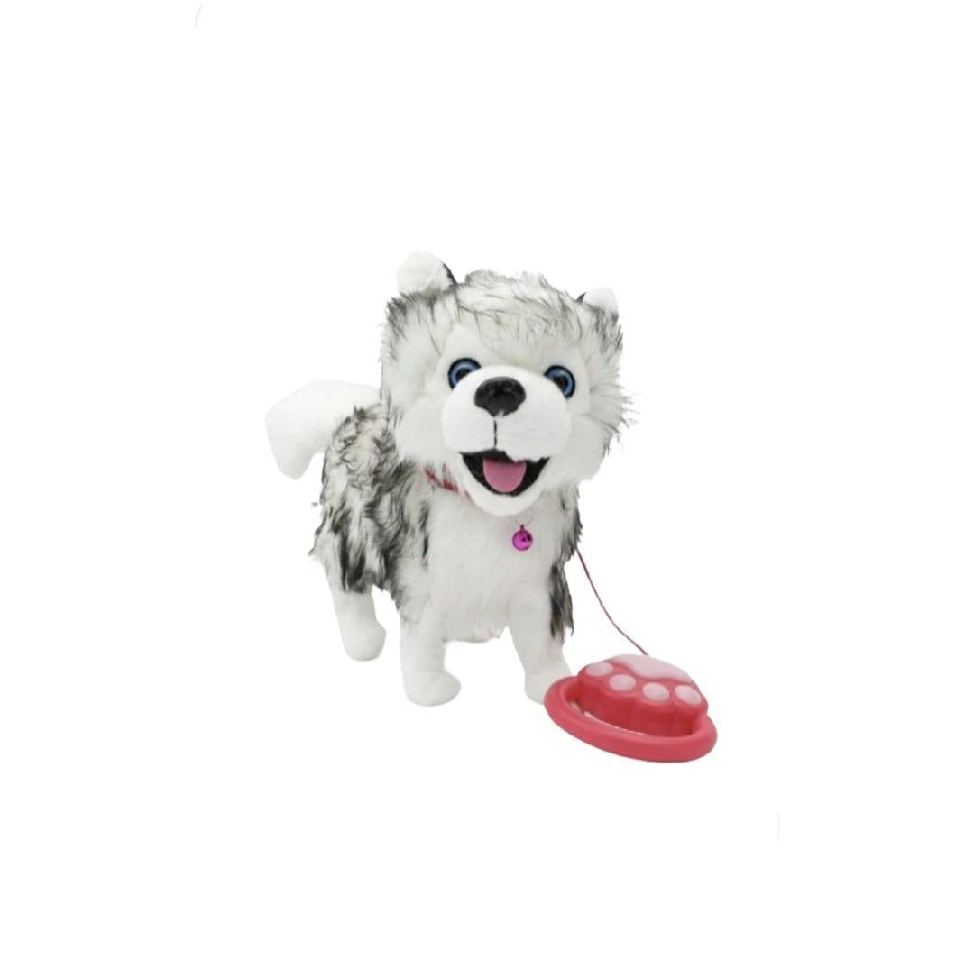 Catel interactiv, Husky cu Lesa, merge, latra, alb/negru, 26 cm