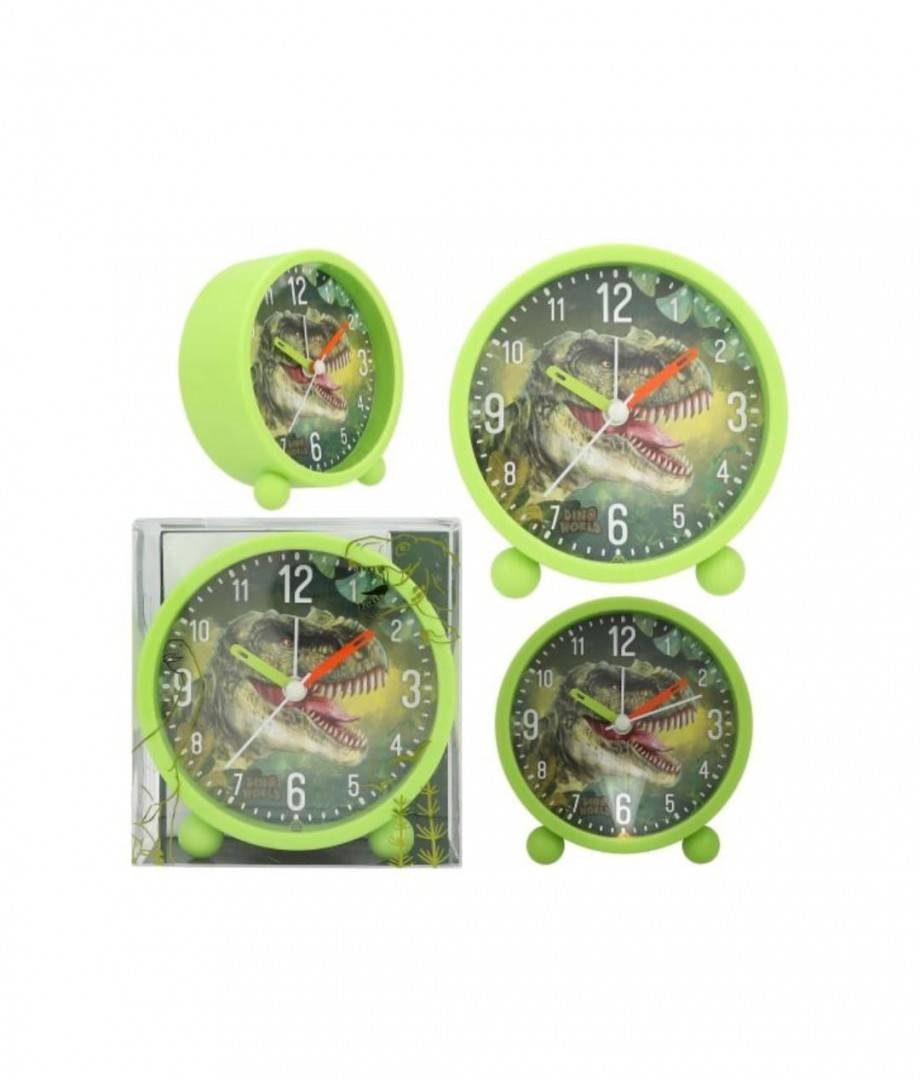 Ceas cu alarma, model Dino World, verde