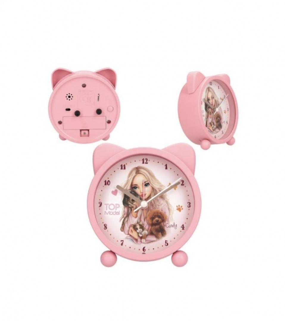 Ceas cu alarma, model Top Model, Kitty&Doggy, roz